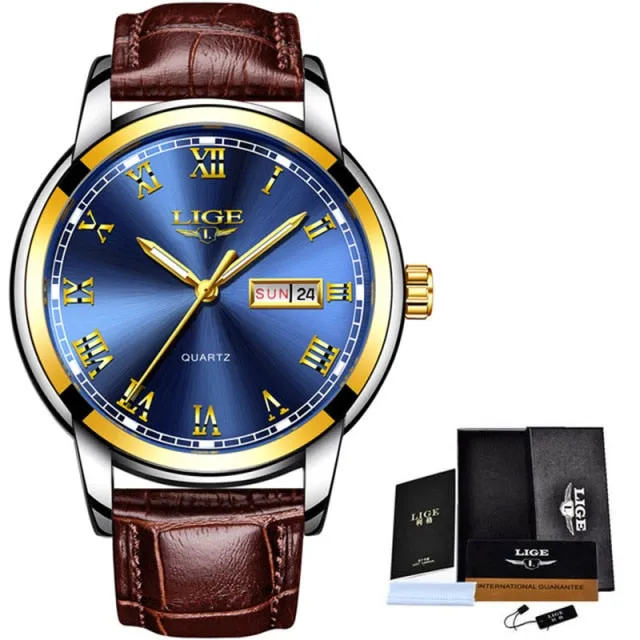 Luxury Stainless Steel Watch for Men Waterproof Calendar Clock Male Wristwatch