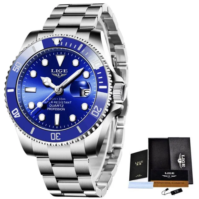 Luxury Stainless Steel Watch for Men Waterproof Calendar Clock Male Wristwatch