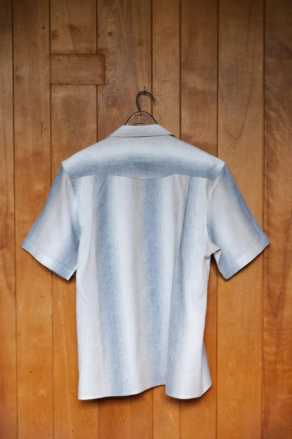 Marine Striped Camp Collar Shirt