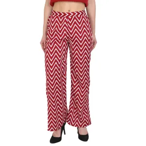Maroon Printed Crepe Palazzo