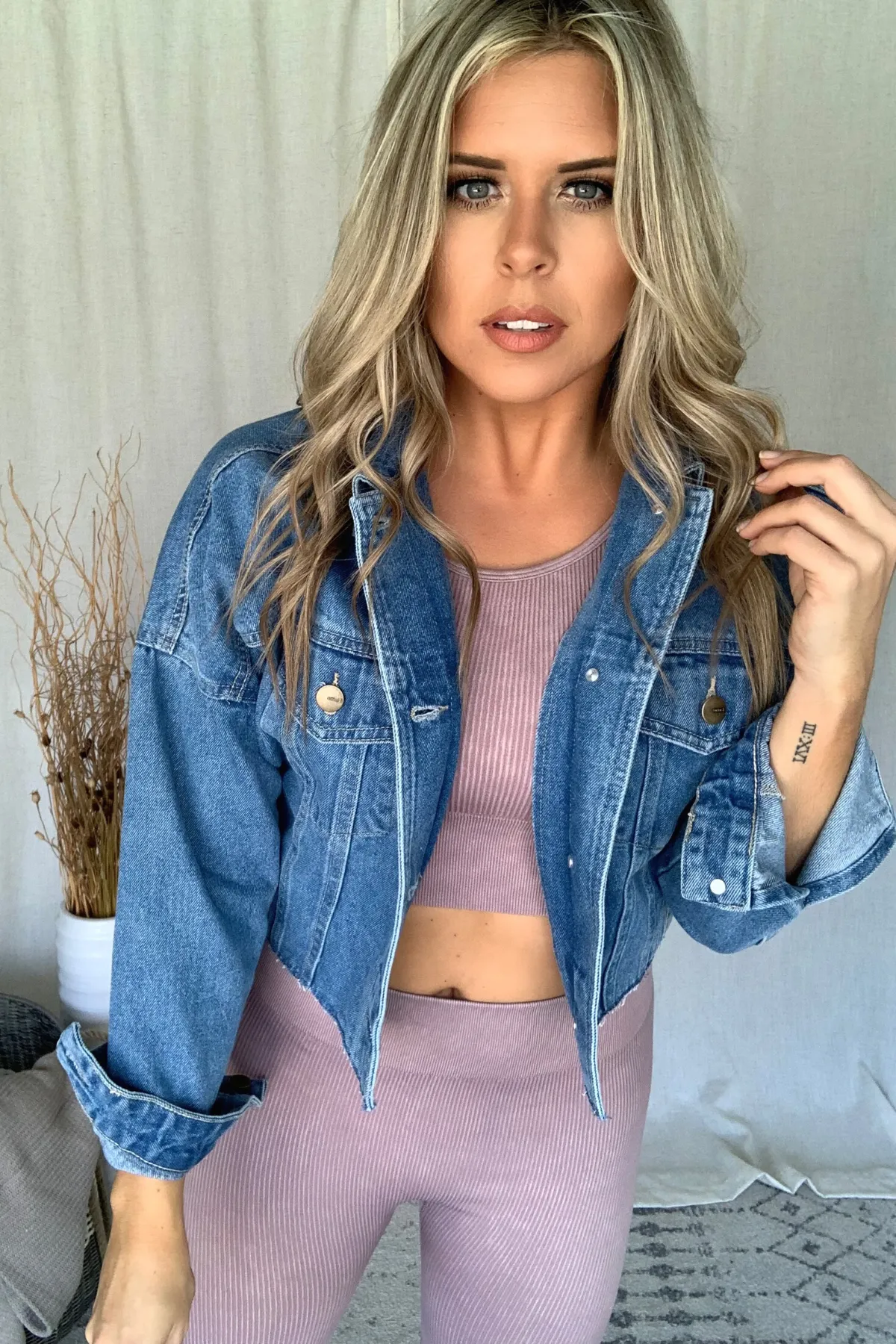 MAUVE MINERAL WASH RIBBED HIGH WAISTED LEGGING