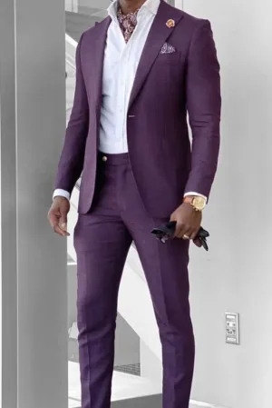 Men 2 Piece Suit Purple , Wedding Suit, Dinner Suit, Party Wear Suit, Bespoke Tailoring
