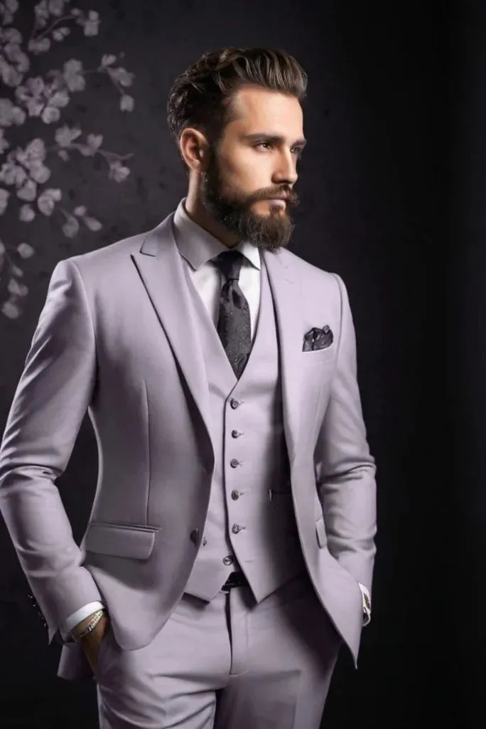 Men 3 Piece Suit Light Purple, Wedding Suit, Slim Fit Suit Formal Wear, Dinner Suit, Party Wear Suit Bespoke Tailoring