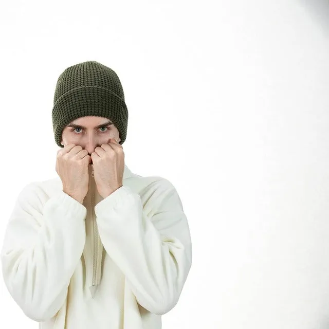 Men Beanie Winter Thick Knit  Waffle Skull Cap