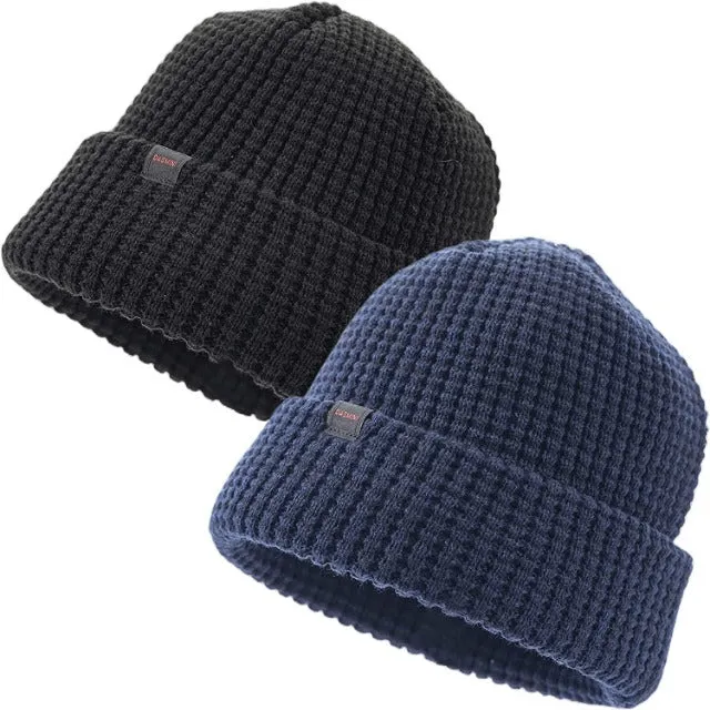 Men Beanie Winter Thick Knit  Waffle Skull Cap