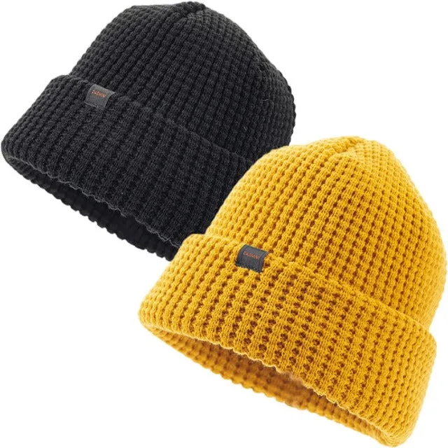 Men Beanie Winter Thick Knit  Waffle Skull Cap