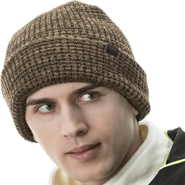 Men Beanie Winter Thick Knit  Waffle Skull Cap