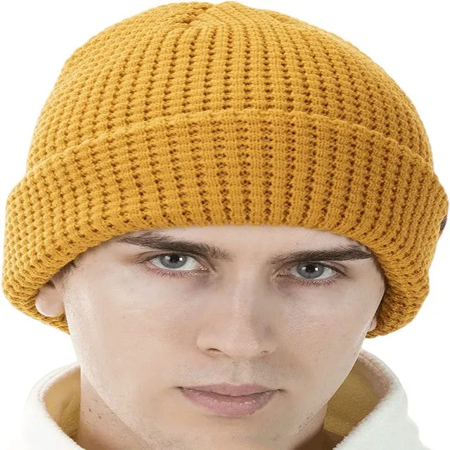 Men Beanie Winter Thick Knit  Waffle Skull Cap