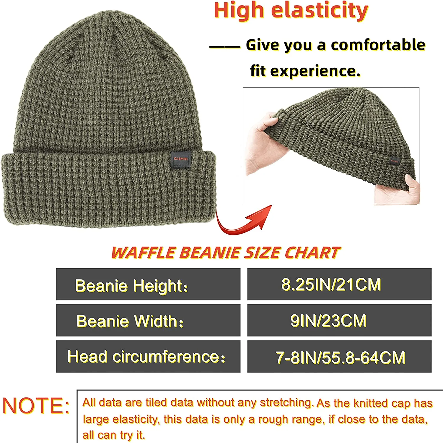 Men Beanie Winter Thick Knit  Waffle Skull Cap