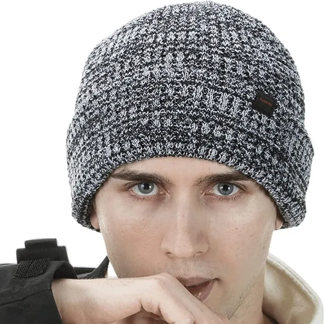 Men Beanie Winter Thick Knit  Waffle Skull Cap
