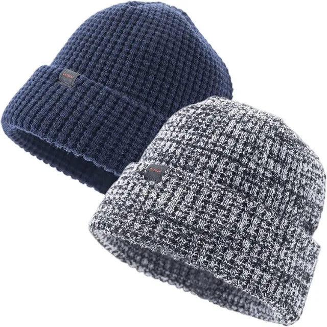 Men Beanie Winter Thick Knit  Waffle Skull Cap