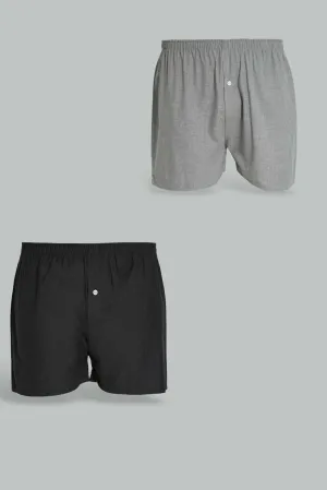 Men Black And Grey Boxer Short Set (2 Piece)