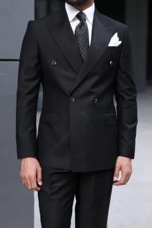 Men Black Double Breasted Suit 2 Piece Suit Dinner Suit Slim Fit Suit Elegant Suit Groom Wear Bespoke