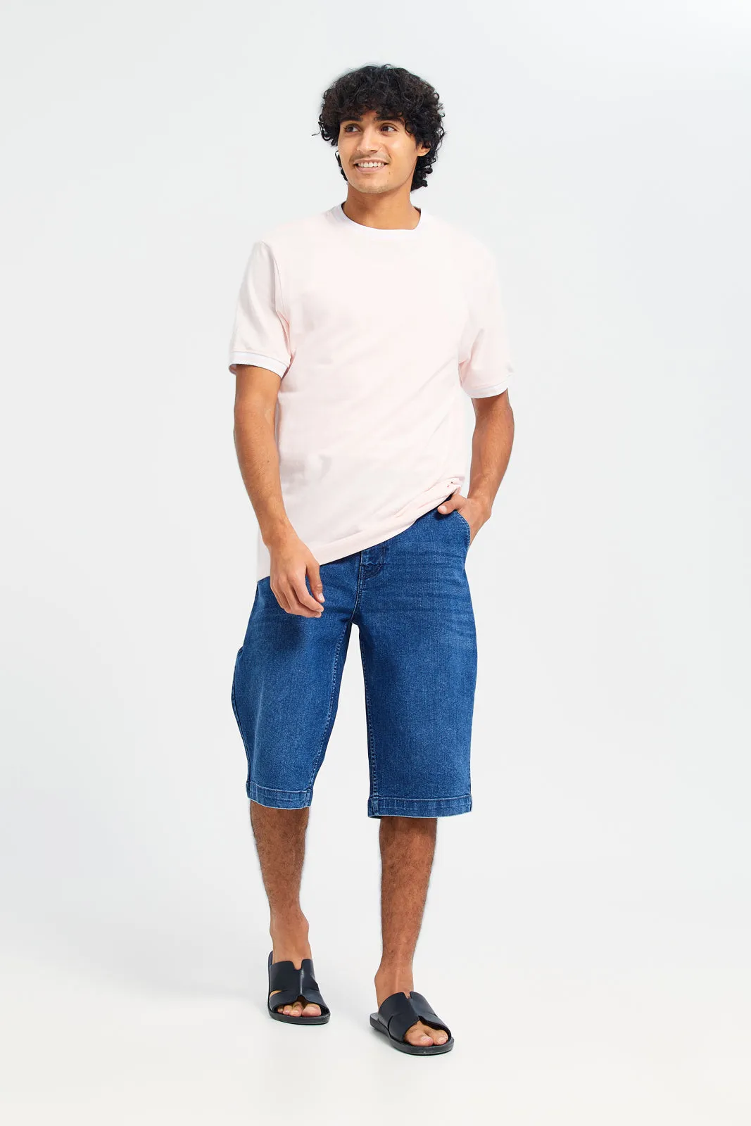 Men Blue Denim Shorts