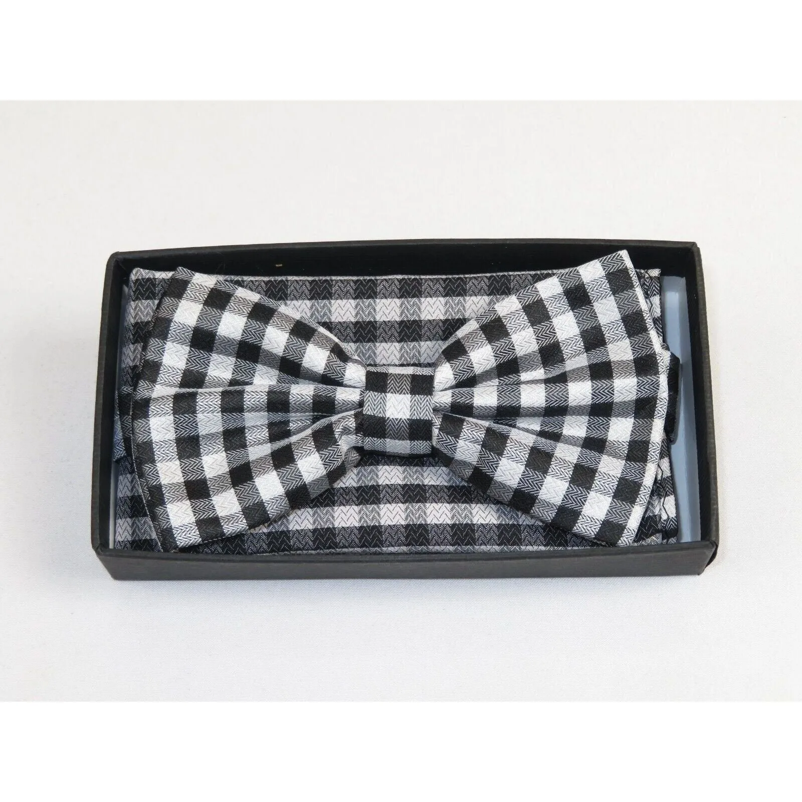 Men Bow Tie Hankie J.Valintin Formal Tuxedo, Business #BT9 Black White Checker
