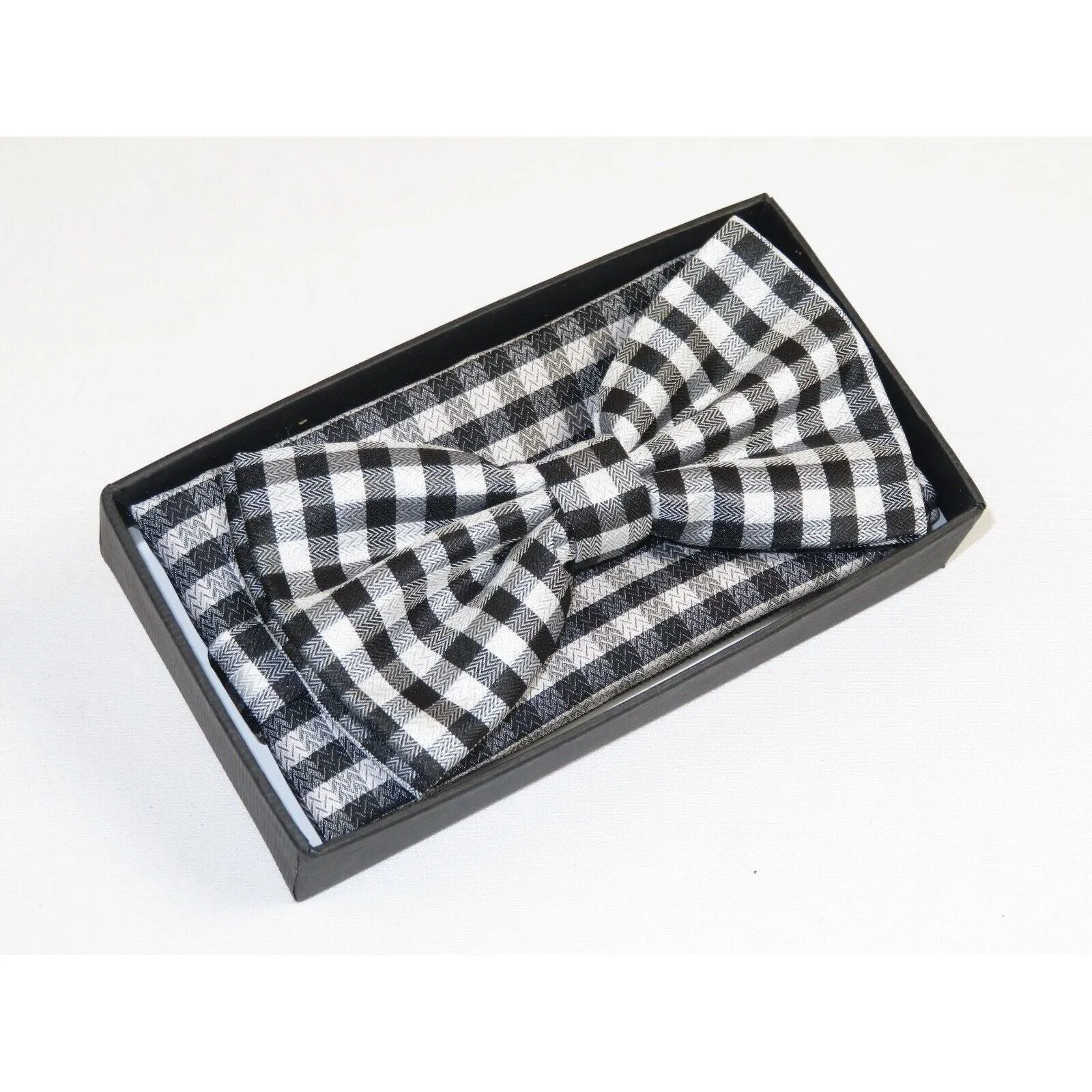 Men Bow Tie Hankie J.Valintin Formal Tuxedo, Business #BT9 Black White Checker