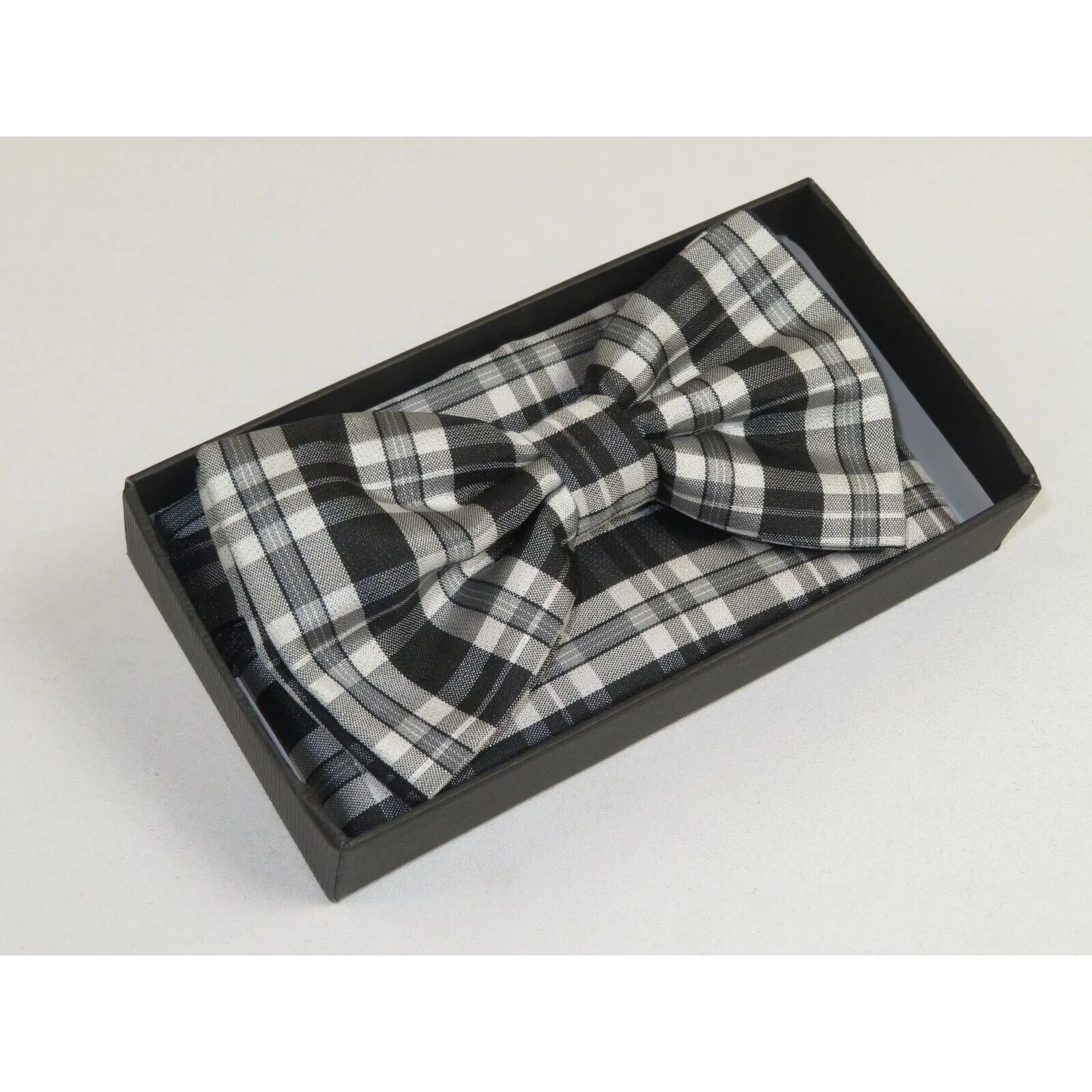 Men Bow Tie Hankie Set Formal Event For Tuxedo or Business Suit #BT6 Black Gray