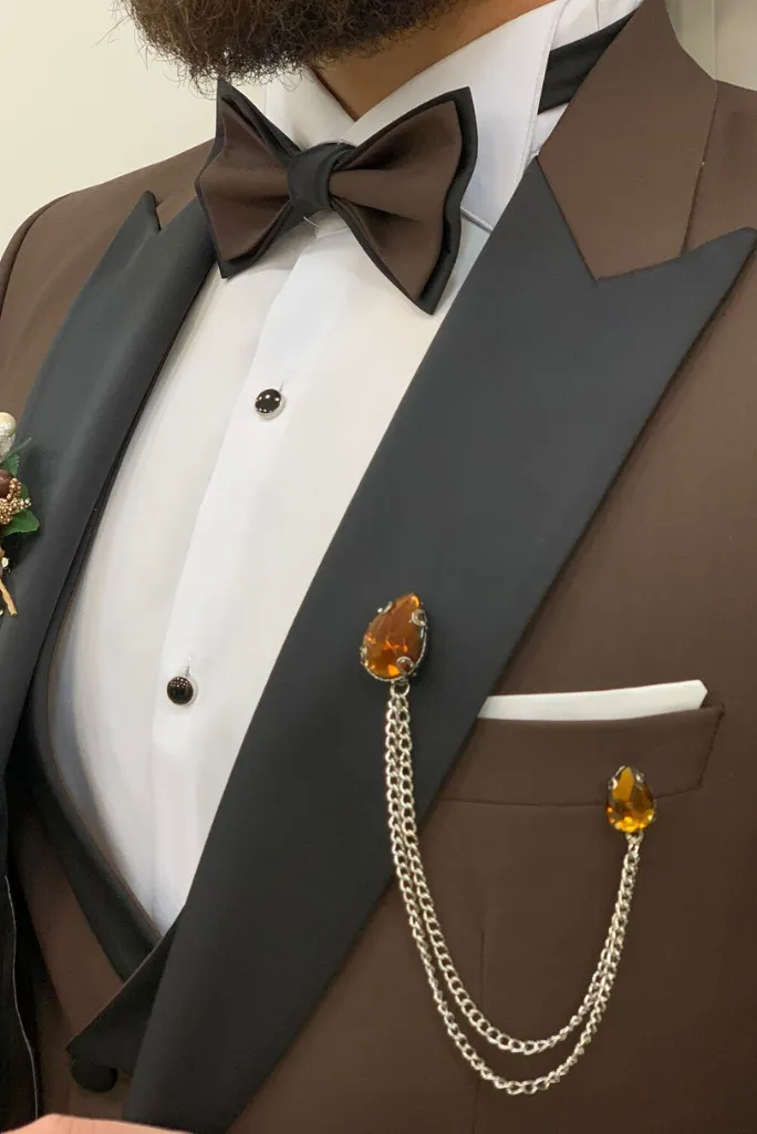 Men Brown Tuxedo Suit 3 Piece Suit Wedding Prom Wear Groomsmen Elegant Suit Dinner Suit Party Wear Bespoke Men's Suits