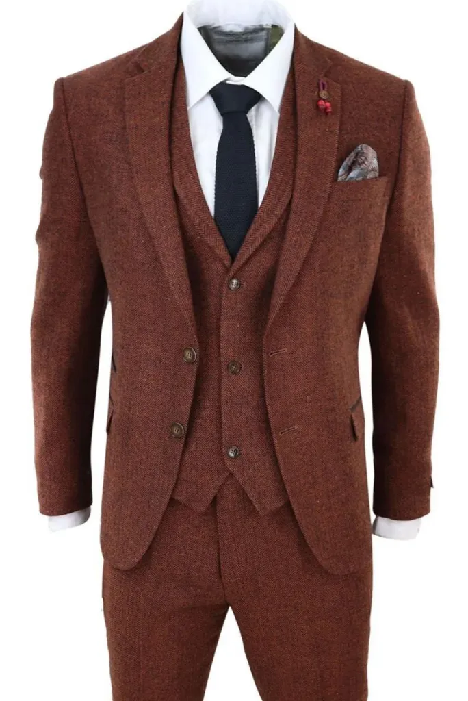 Men Brown Tweed Suit, Wedding Suit, Winter Tweed Suits, Formal Wear, Dinner Suit, Party Wear Bespoke Suit