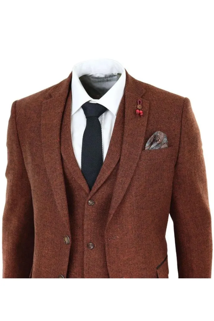 Men Brown Tweed Suit, Wedding Suit, Winter Tweed Suits, Formal Wear, Dinner Suit, Party Wear Bespoke Suit