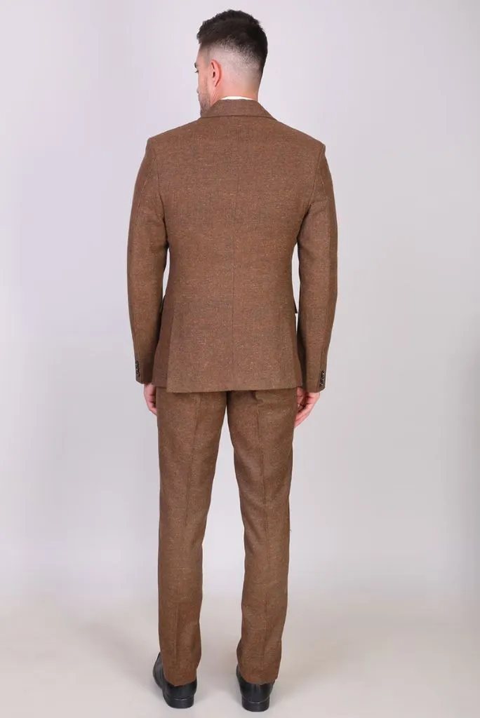 Men Brown Tweed Winter Outwear Three Piece Suit Formal Prom Wear Wedding Suit Winter Gift For Him