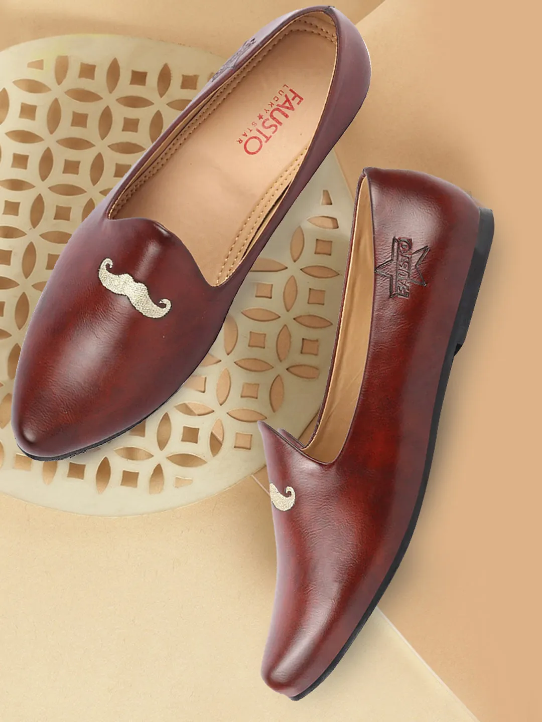 Men Cherry Ethnic Party Wedding Embroidery Jutis and Mojaris