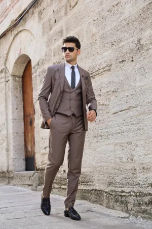 Men Dark Brown Slim Fit Suit Elegant Groomsmen Party Wear Suit Prom Dinner Suit Bespoke Tailoring
