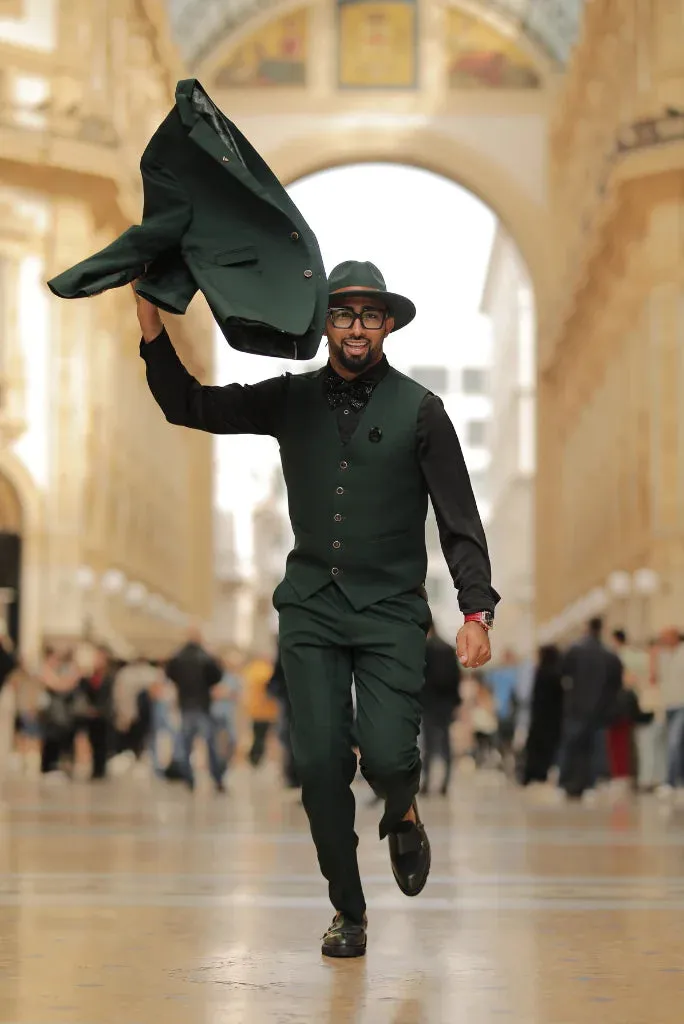 Men Green Three Piece Suit Formal Wedding Elegant Premium Bespoke Gift For Him