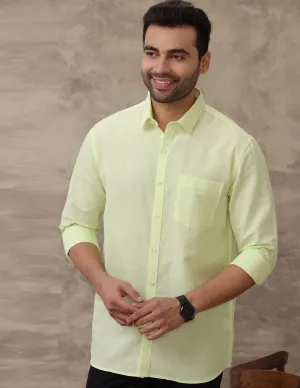 Men Linen Cotton Shirt Light Green LF3