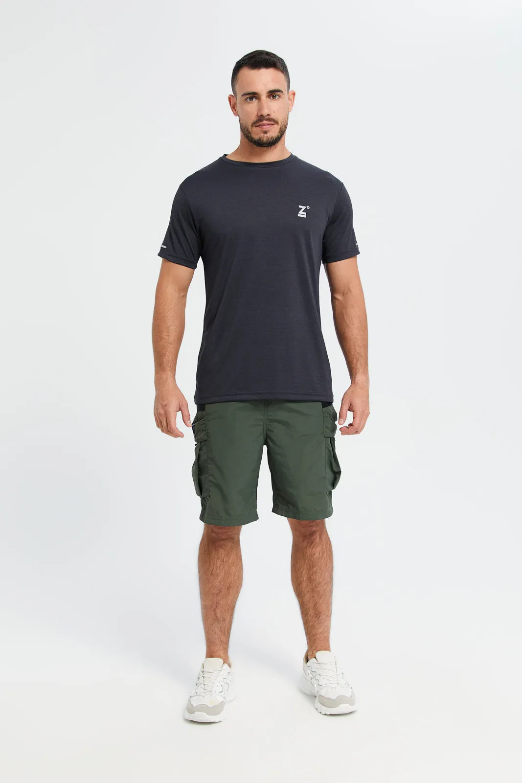 Men Navy Printed Active Tshirt