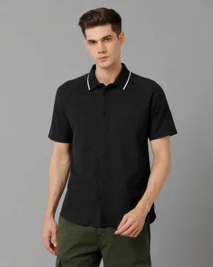 Men Solid Slim Fit Casual Knitt Shirt