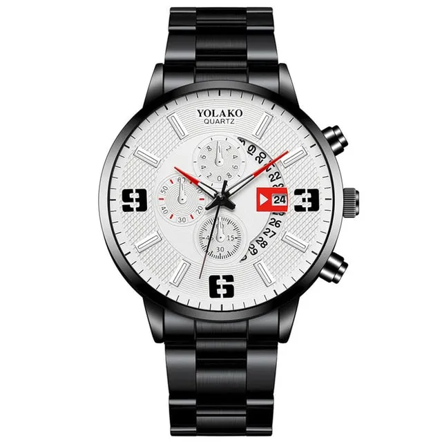 Men Sports Stainless Steel Quartz Watch Man Calendar Date Watches