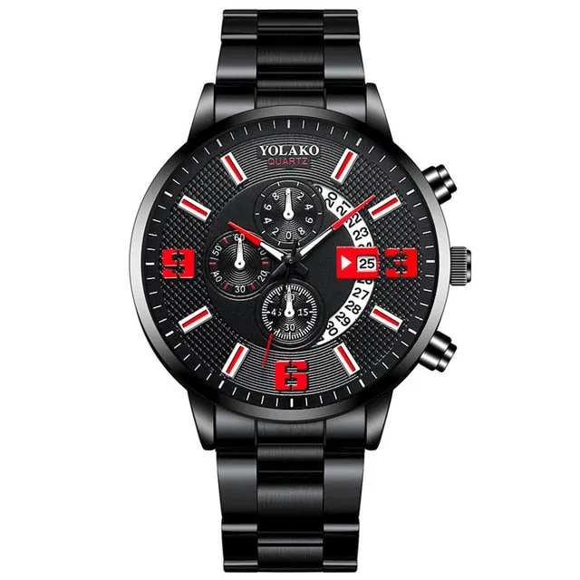 Men Sports Stainless Steel Quartz Watch Man Calendar Date Watches