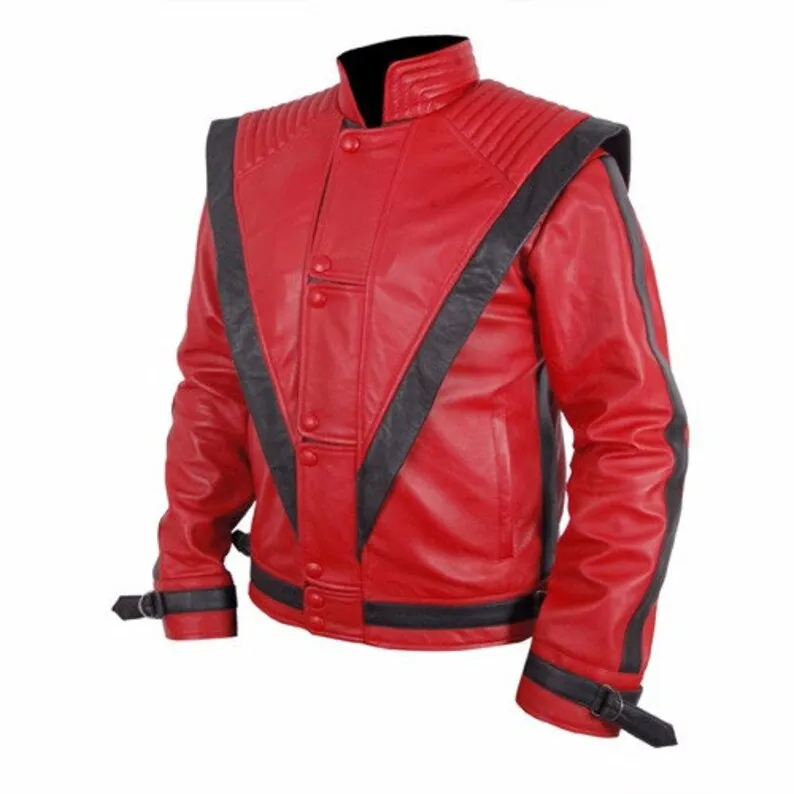 Men Stylish Red Leather Jacket by tjs