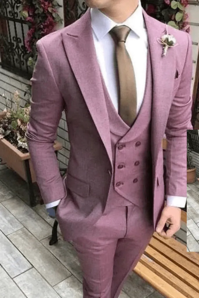 Men Suits Light Pink 3 Piece Slim Fit Elegant Suits Formal Fashion Suits Groom Wedding Suits Party Wear Dinner Suits Bespoke for Men