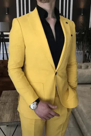 Men Suits Yellow 2 Piece Slim Fit Suit Elegant Men Suit for Men Wedding Groom Suit Men Prom Suit