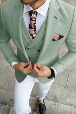 Men There Piece Suit Green Slim Fit Suit Wedding Suit Elegant Suits Men Sage Green Suit With White Pant Dinner Suit Bespoke For Men