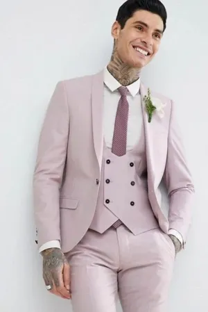 Men three piece pink suit