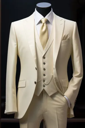 Men Three Piece Suit Cream Formal Wedding Stylish Suit Dinner Suit One Button Suit Bespoke Suit Elegant Suit Gift For Him