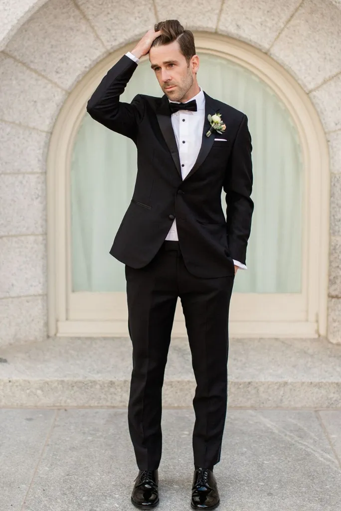 Men Two Piece Tuxedo Black Suit Slim Fit Suit Dinner Suit One Button Suit Wedding Suits Bespoke
