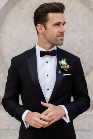 Men Two Piece Tuxedo Black Suit Slim Fit Suit Dinner Suit One Button Suit Wedding Suits Bespoke