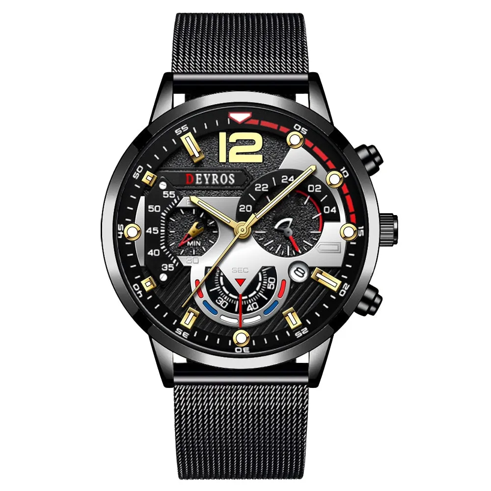 Men Watch Luxury Gold Stainless Steel Mesh Belt Quartz Watches