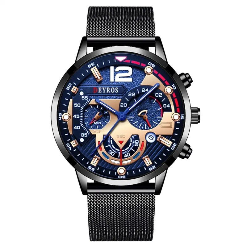 Men Watch Luxury Gold Stainless Steel Mesh Belt Quartz Watches
