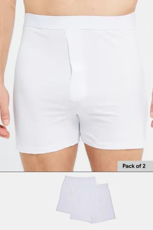 Men White Boxers Briefs (Pack of 2)