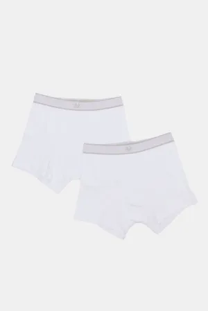 Men White Hipsters Briefs Set (Pack of 2)