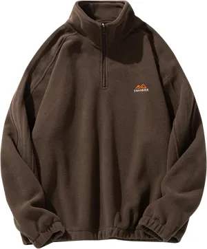 Mens 1/4 Zipper Fleece Sherpa Pullover Sweatshirt Classic Solid Color Vintage Warm Fall Winter Unisex Hoodie Outwear