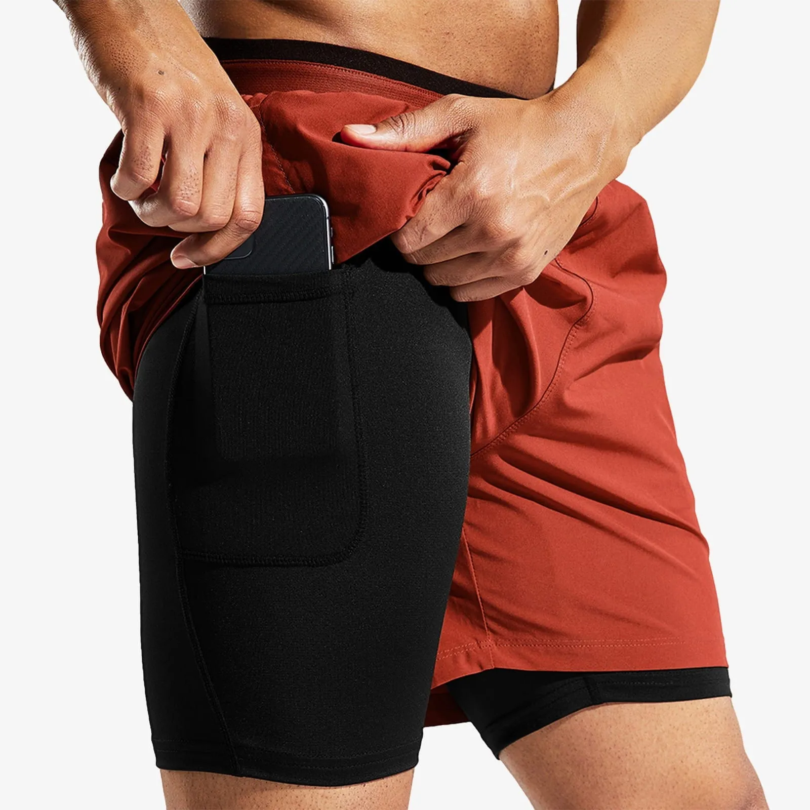 Men's 2 in 1 Running Shorts with Liner 5" Quick Dry Athletic Shorts