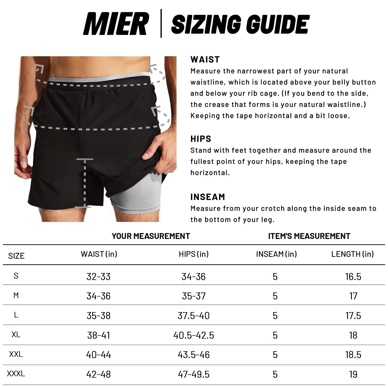 Men's 2 in 1 Running Shorts with Liner 5" Quick Dry Athletic Shorts