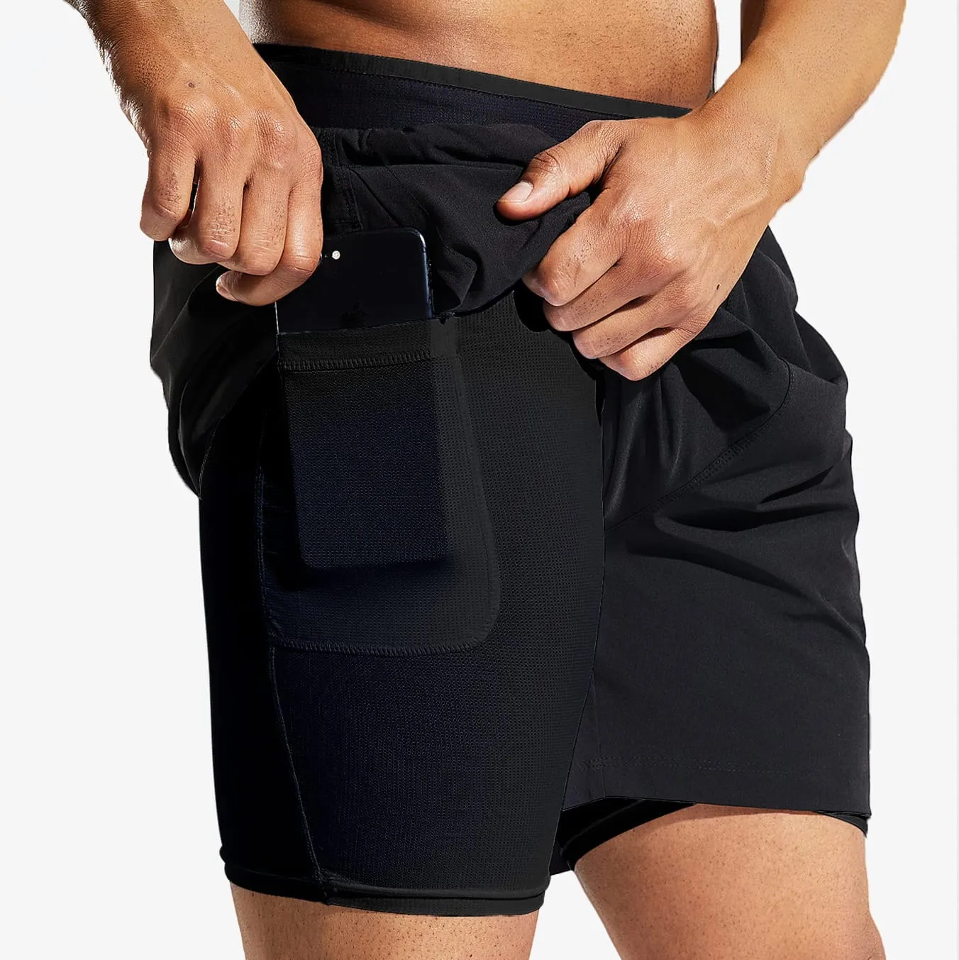 Men's 2 in 1 Running Shorts with Liner 5" Quick Dry Athletic Shorts