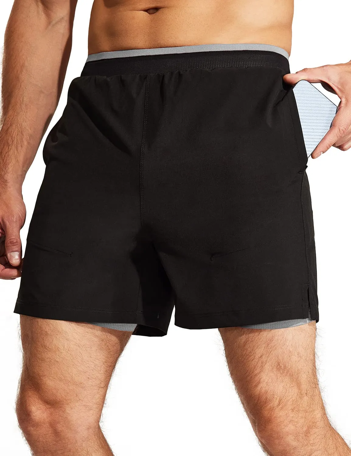 Men's 2 in 1 Running Shorts with Liner 5" Quick Dry Athletic Shorts